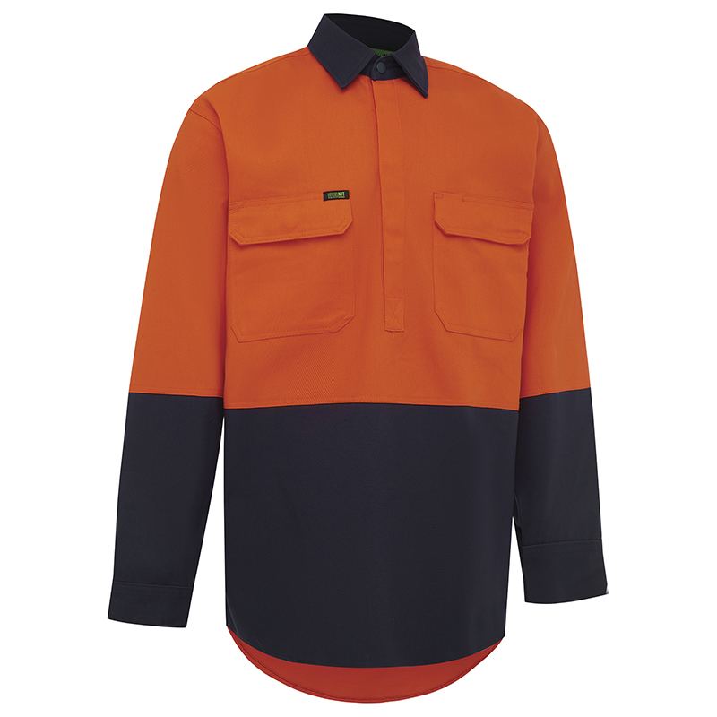 Hi-Vis 2 Tone Closed Front Dual Weight Welders Shirt — GRS Safety Perth