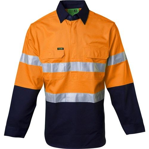 Hi-Vis 2 Tone Closed Front Dual Weight Welders Taped Shirt — GRS Safety Perth