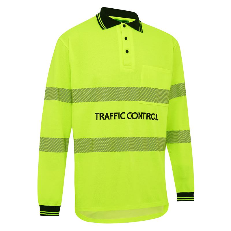 Traffic Control Hi-Vis Long Sleeve Poly Cotton Taped Polo — GRS Safety Perth