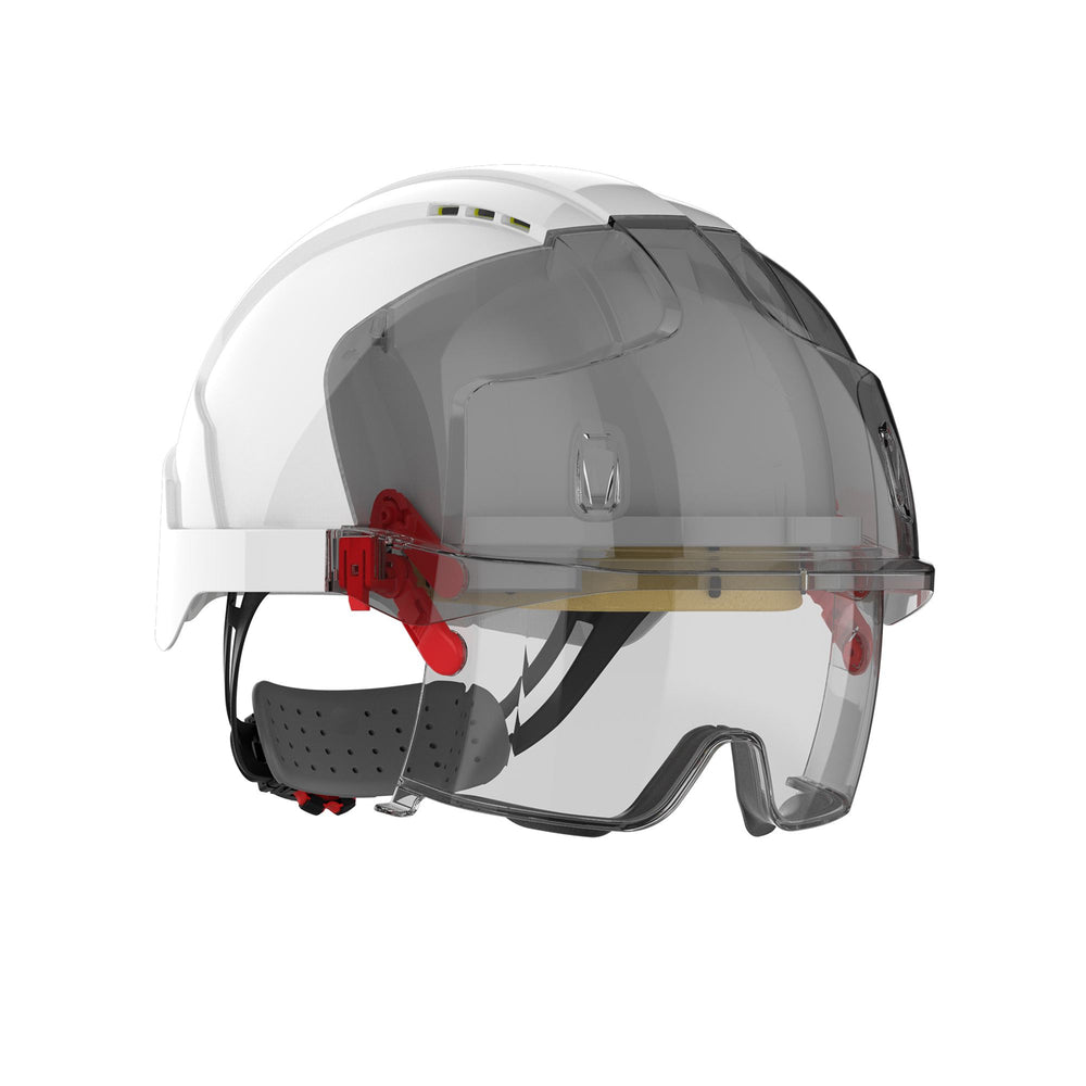 Evo Vista Lens Vented White/Smoke Helmet - Wheel Ratchet - Clear Lens — Head Protection | GRS Safety Perth