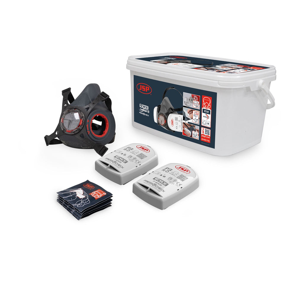Force Typhoon 8 Half Mask Respirator Asbestos/Silica/Dust Kit With P2 Filters — Respiratory | GRS Safety Perth