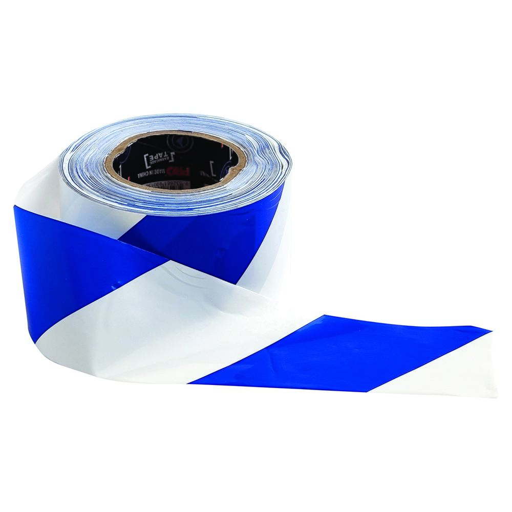 Barricade Tape - 100M X 75mm Blue & White — Site Safety | GRS Safety Perth