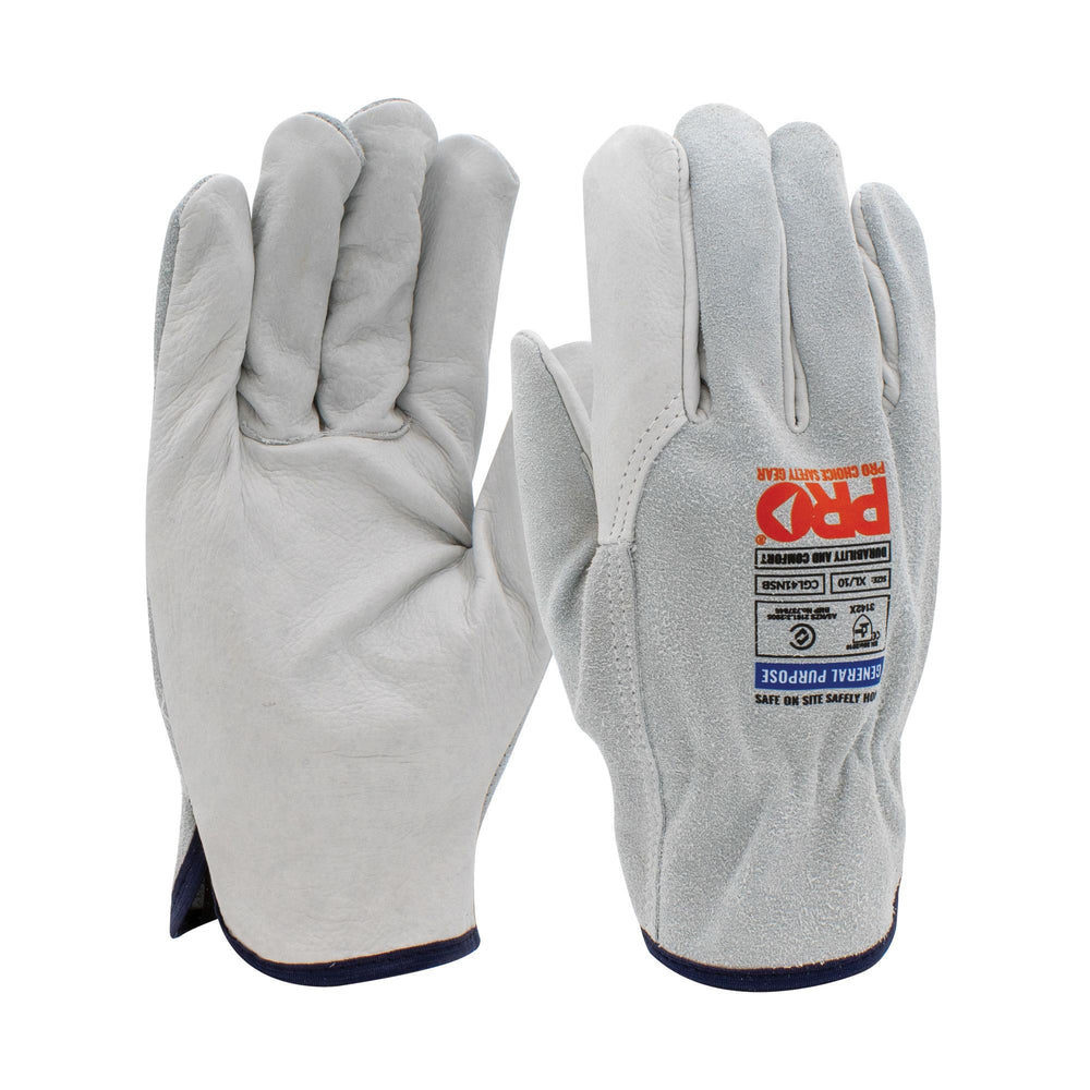 Riggamate Natural Cowgrain Palm / Split Back Gloves | GRS Safety Perth
