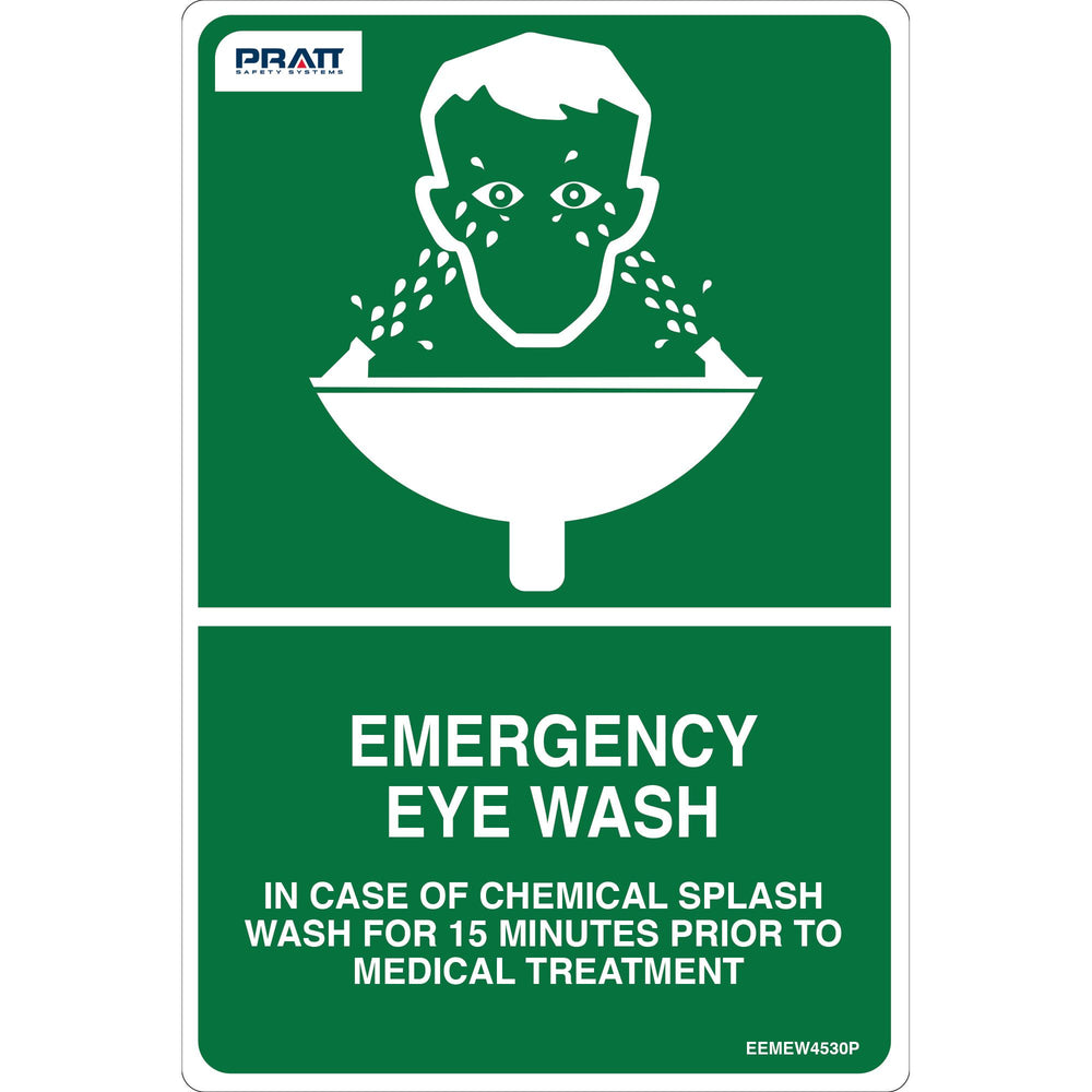 Emergency Eyewash Sign 450 x 300mm Poly — Site Safety | GRS Safety Perth