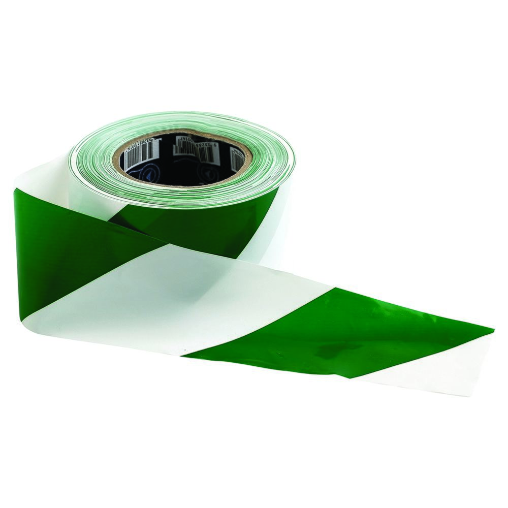 Barricade Tape - 100M X 75mm Green & White — Site Safety | GRS Safety Perth