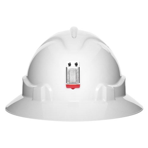 V6 Hard Hat Vented Full Brim + Lamp Bracket Ratchet Harness - White — Head Protection | GRS Safety Perth