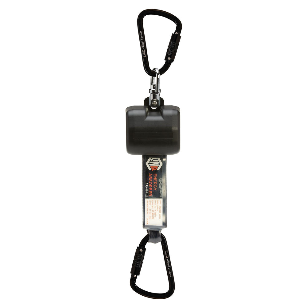 Self Retracting 2.5M Webbing Lanyard with 2 x Triple Action Karabiners — Height Safety | GRS Safety Perth