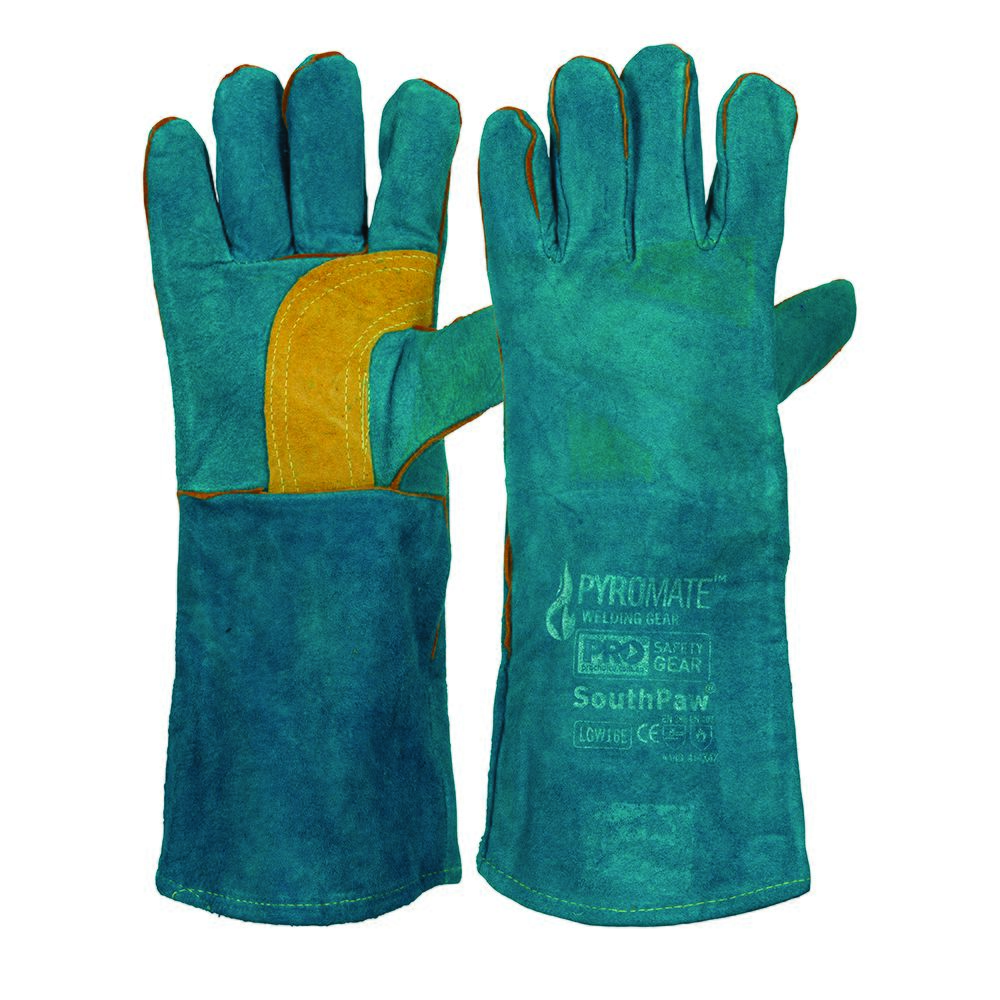 Pyromate South Paw Left Hand Pair -Green & Gold Kevlar Glove Green — Hand Protection | GRS Safety Perth