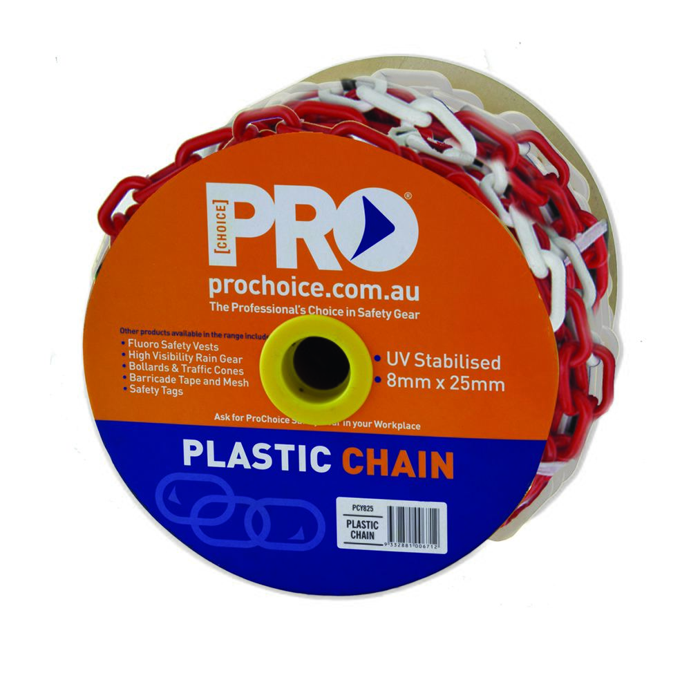 Plastic Safety Chain Red/White 8mm X 25M — Site Safety | GRS Safety Perth