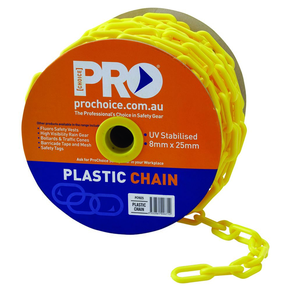 Plastic Safety Chain Yellow 8mm X 25M — Site Safety | GRS Safety Perth