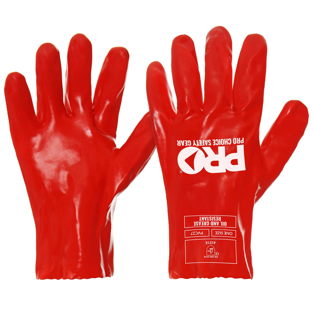 27cm Red PVC Gloves Large — Hand Protection | GRS Safety Perth