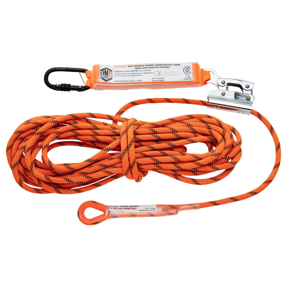 Rope Kermantle 20m C/W Rope Grab & Perm Attach Shocky With Screwgate Karabiner — Height Safety | GRS Safety Perth