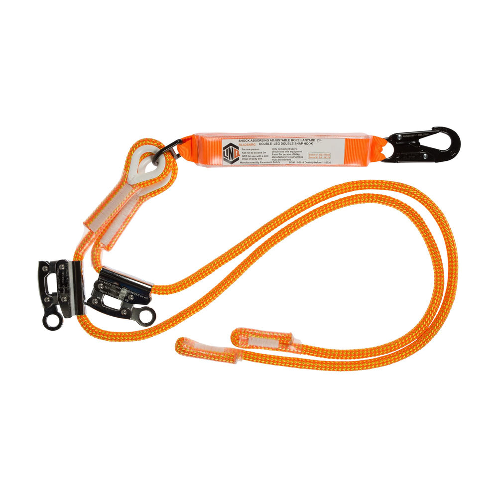 Double Adjustable Rope Lanyard With SN & RG X2 — Height Safety | GRS Safety Perth