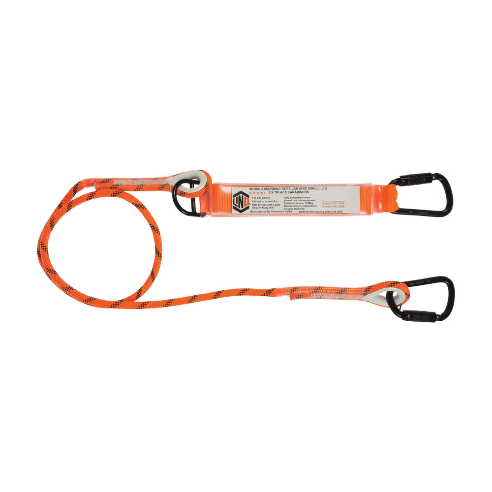 Single Leg Kernmantle 2M Shock Absorb Rope Lanyard With Hardware KT X2 — Height Safety | GRS Safety Perth