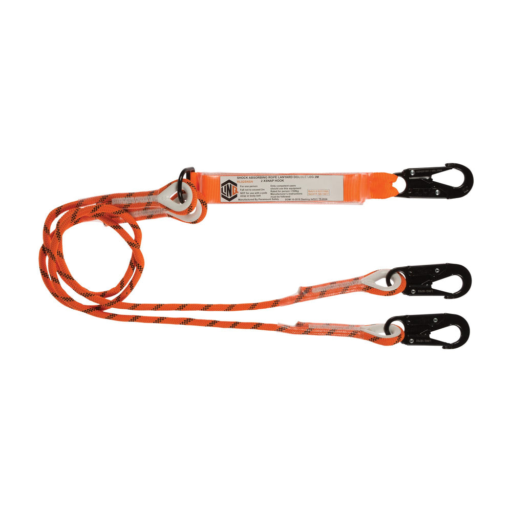Double Leg Kernmantle 2M Shock Absorb Rope Lanyard With Hardware SN X3 — Height Safety | GRS Safety Perth