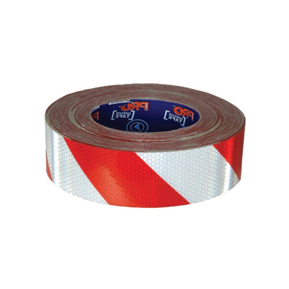 Self Adhesive Reflective Hazard Tape Red & White. 50M X 50mm — Site Safety | GRS Safety Perth