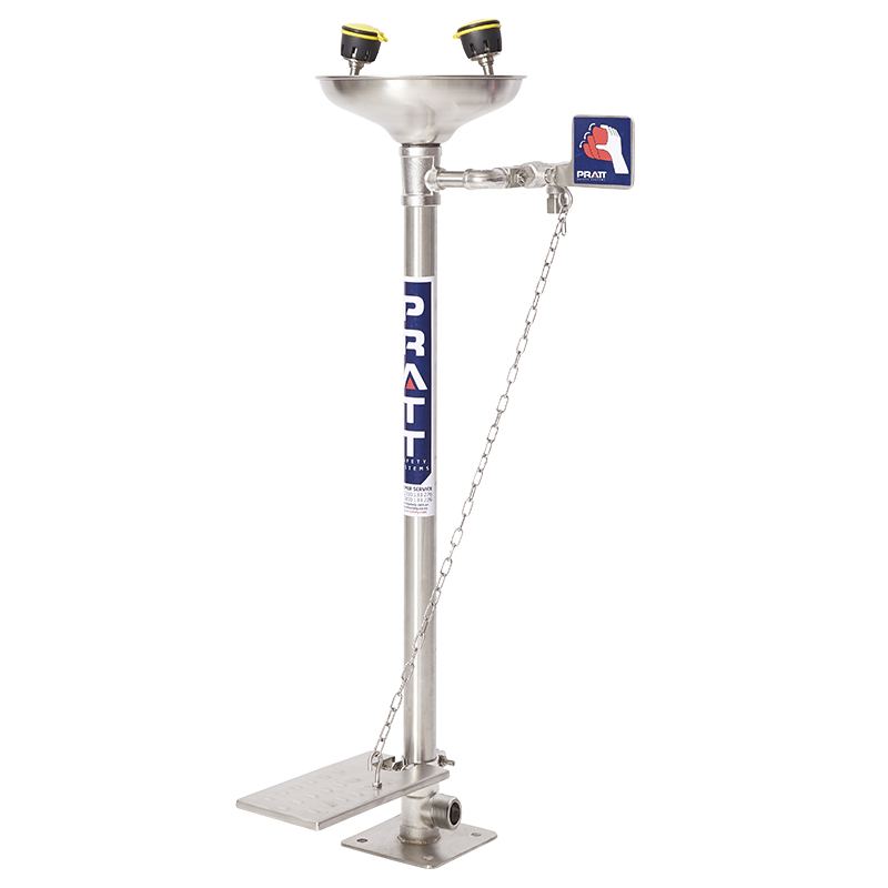 Pedestal Mounted Eye Wash With Bowl & Foot Treadle — Site Safety | GRS Safety Perth