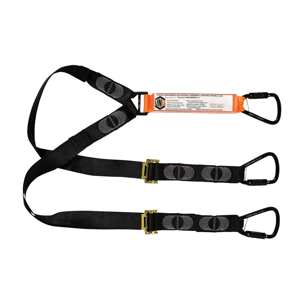 Elite Double Leg Shock Absorbing 2M Adjustable Lanyard with KT x 3 — Height Safety | GRS Safety Perth