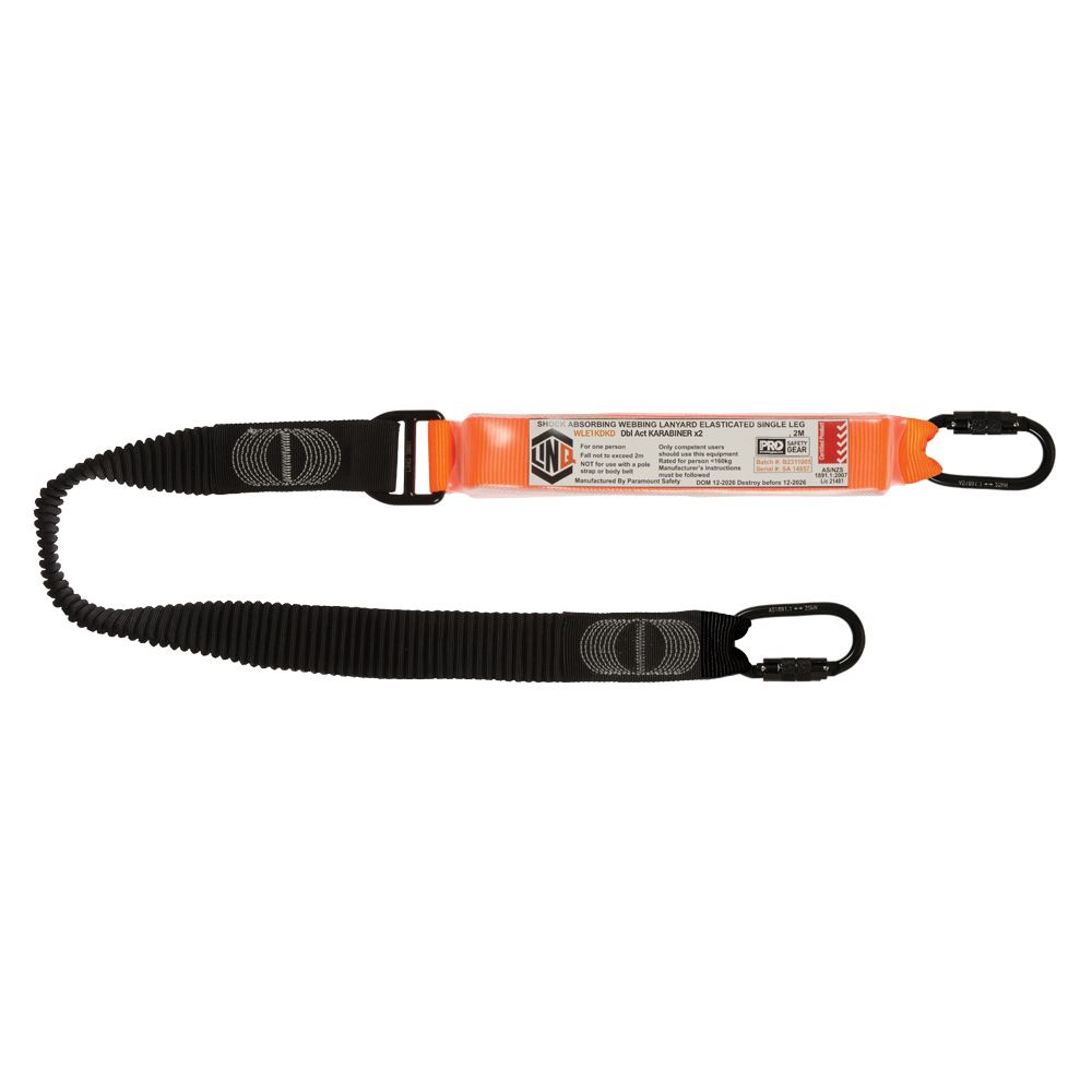 Elite Single Leg Elasticated Lanyard With Hardware KD X2 — Height Safety | GRS Safety Perth