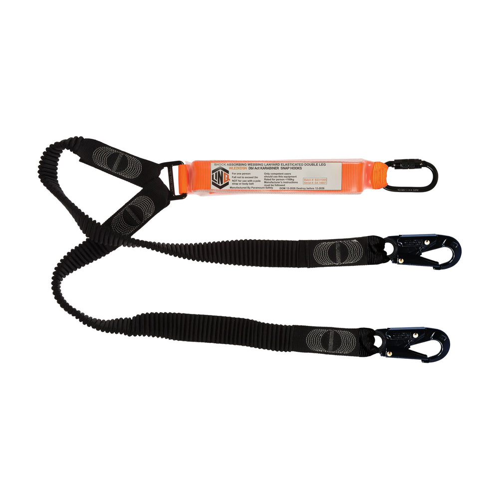 Elite Double Leg Elasticated Lanyard with Hardware KD & SN X2 — Height Safety | GRS Safety Perth