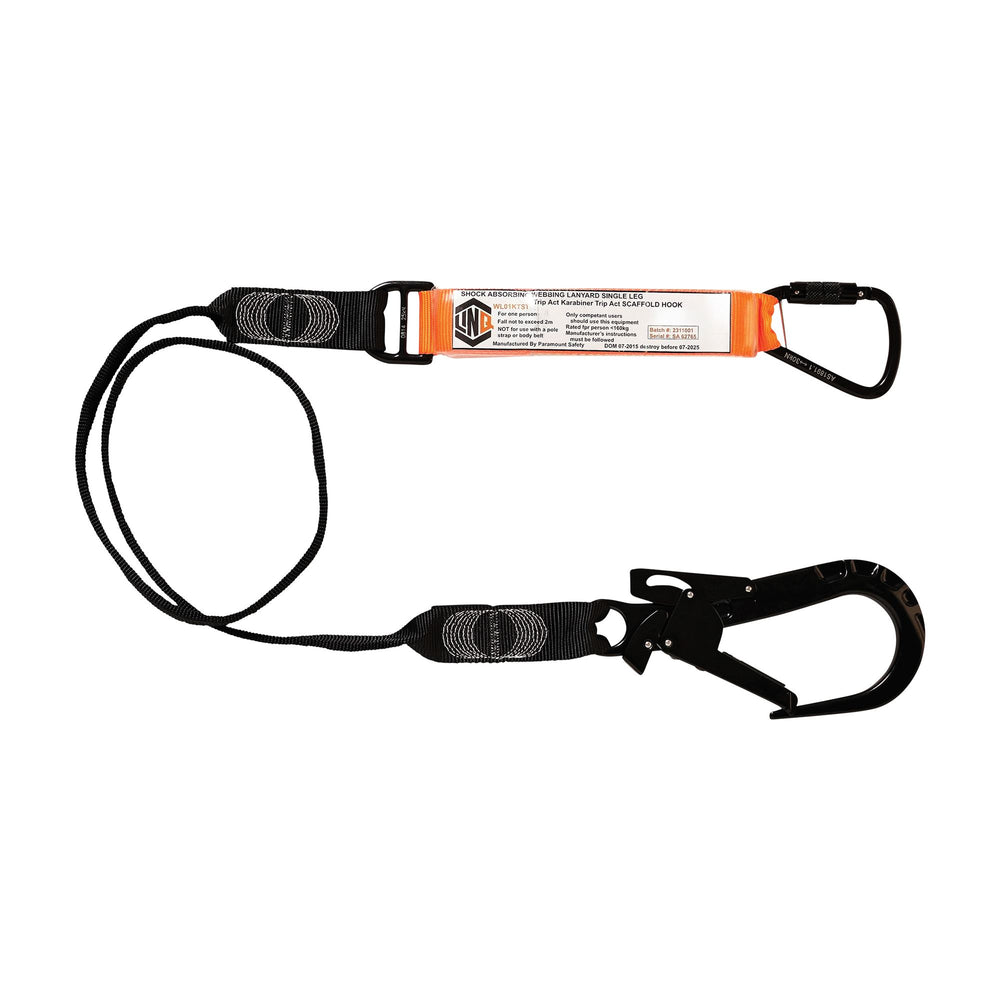 Elite Single Leg Shock Absorbing Webbing Lanyard With Hardware KT & ST — Height Safety | GRS Safety Perth