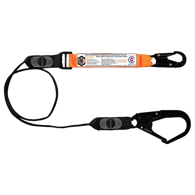 Elite Single Leg Shock Absorbing Webbing Lanyard With Hardware SN & SD — Height Safety | GRS Safety Perth