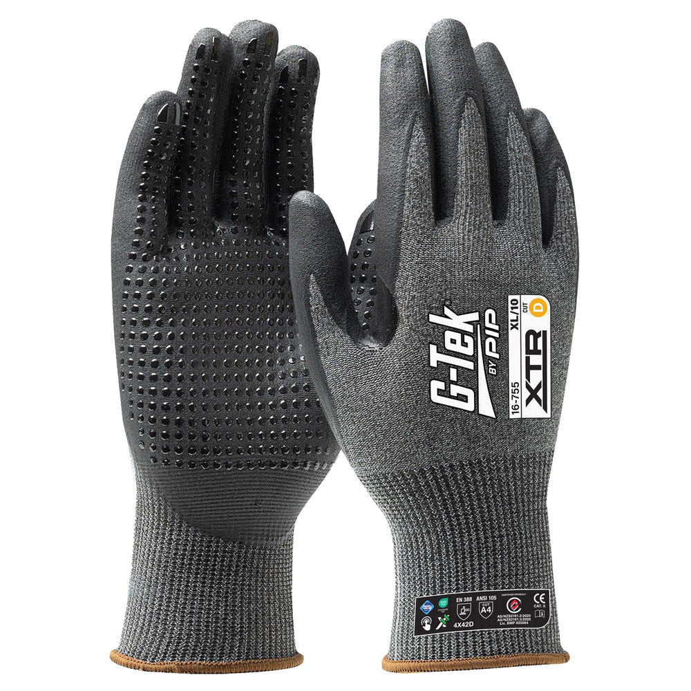 G-Tek XTR 15G Cut D Palm Dip Dotted Glove — Hand Protection | GRS Safety Perth