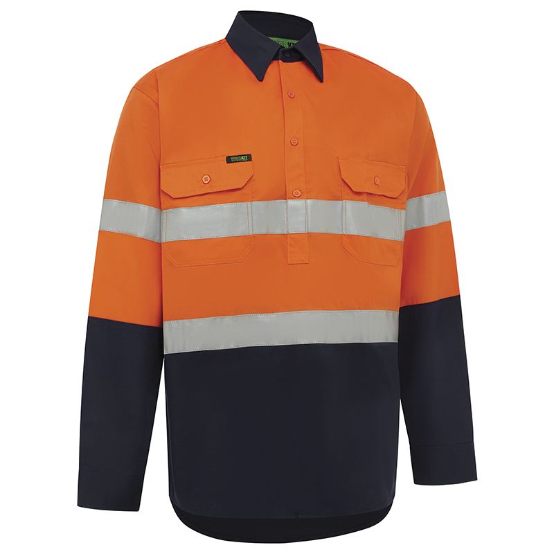 Hi-Vis 2 Tone Lightweight Closed Front Long Sleeve Shirt — GRS Safety Perth