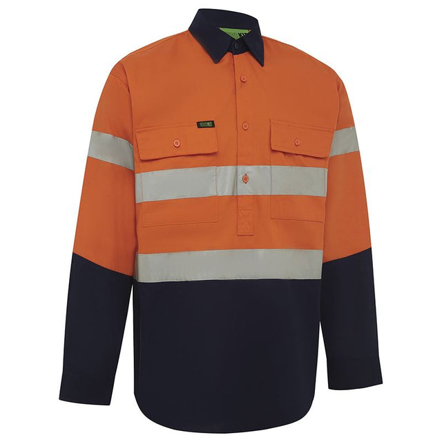 Hi-Vis 2 Tone Closed Front Regular Weight Taped Shirt — GRS Safety Perth