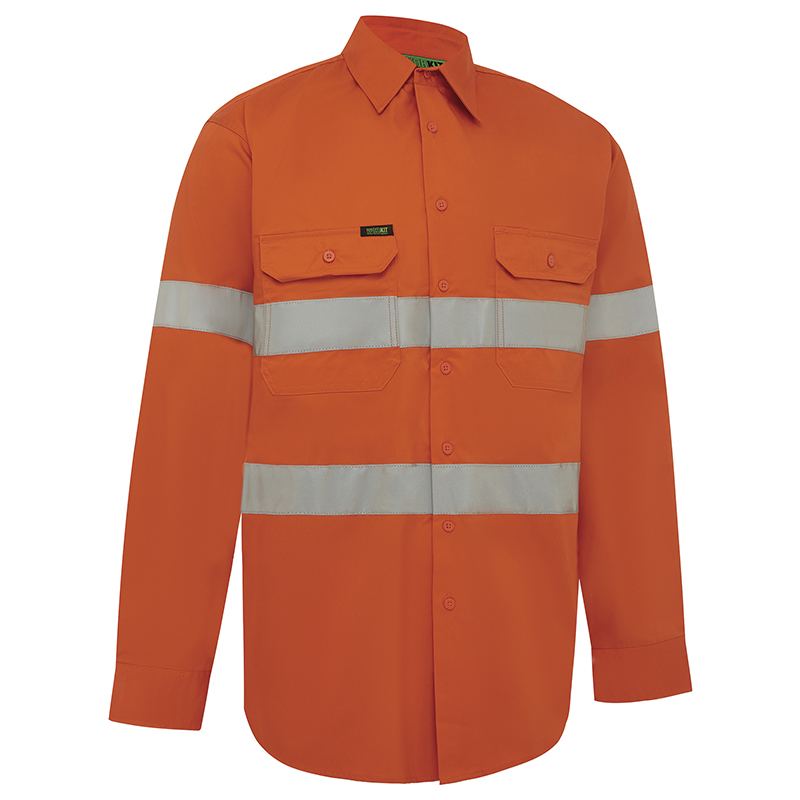 Hi-Vis Lightweight Long Sleeve Adjustable Cuff Taped Shirt — GRS Safety Perth
