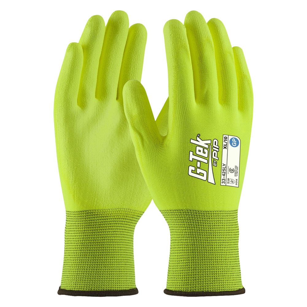 G-Tek 13G Hi Vis Yellow GP Palm Dip Glove — Hand Protection | GRS Safety Perth
