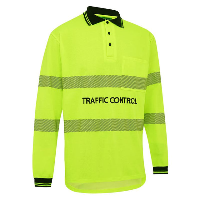 Traffic Control Hi-Vis Long Sleeve Poly Cotton Taped Polo — GRS Safety Perth