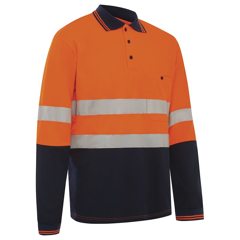 Hi-Vis 2 Tone Long Sleeve Poly Cotton Taped Polo Shirt — GRS Safety Perth