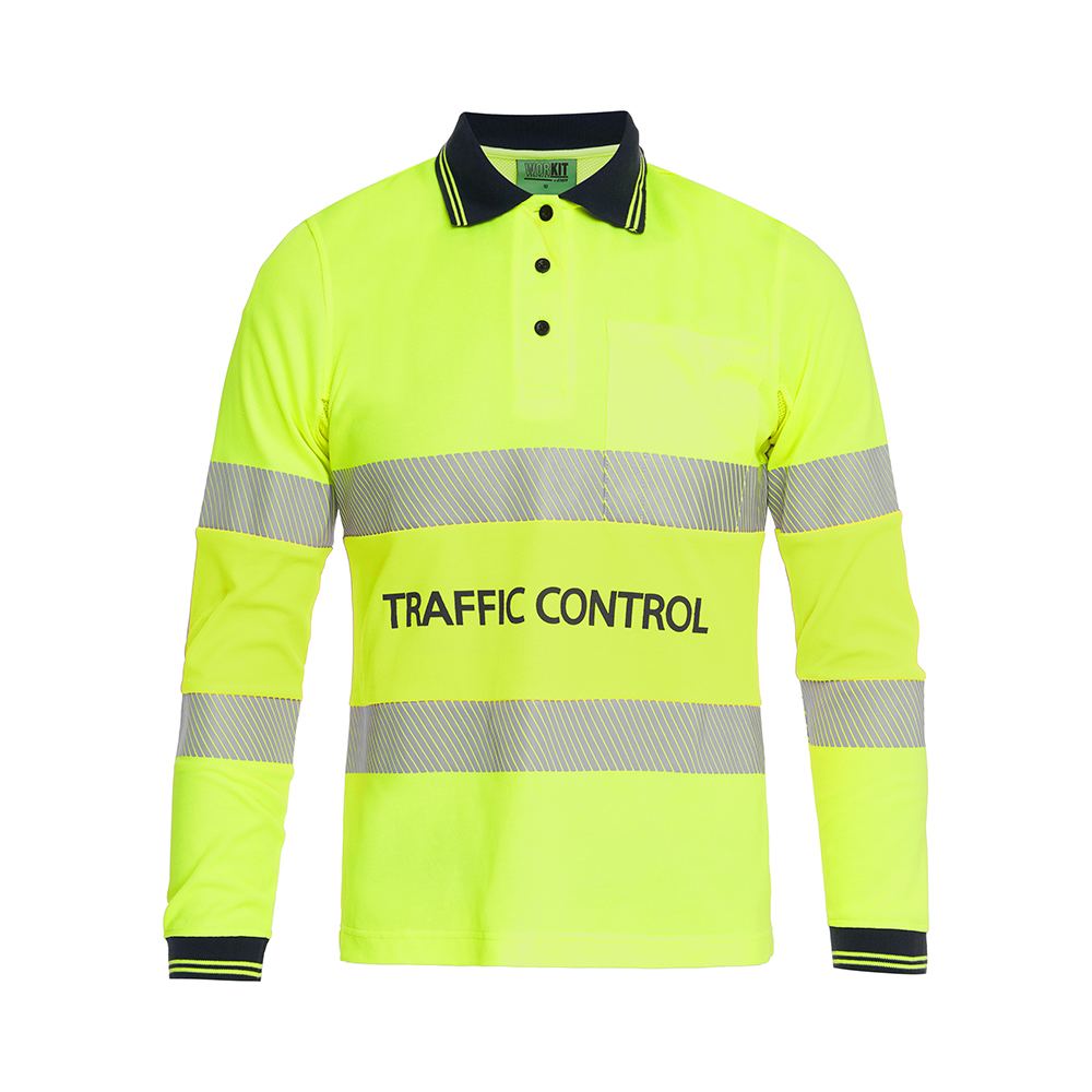 Women's Traffic Control Hi-Vis Long Sleeve Poly Cotton Polo — GRS Safety Perth
