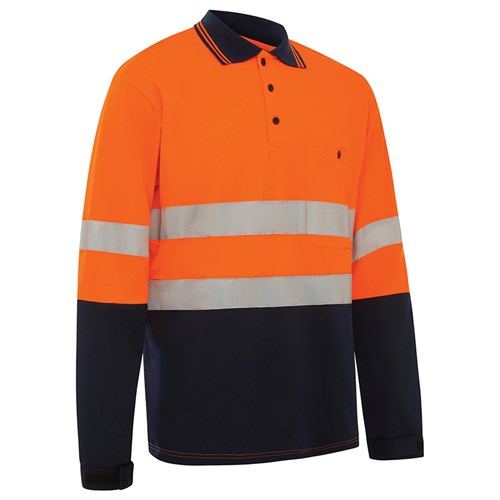 Hi Vis 2 Tone Lightweight Long Sleeve Polo Shirt With Kevlar Sleeves — Height Safety | GRS Safety Perth