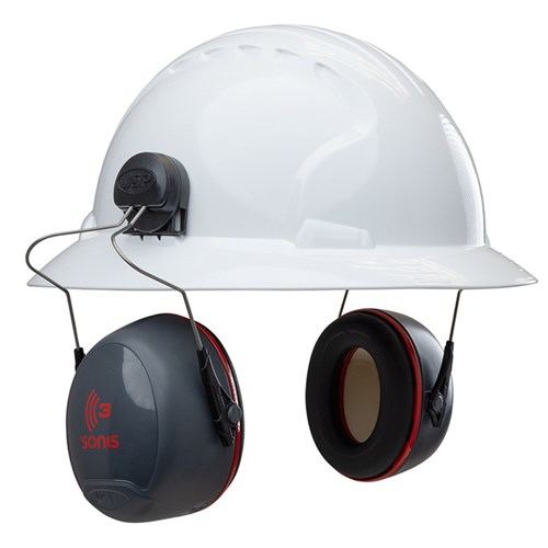 Sonis3 Full Brim Hard Hat Ear Defenders — Hearing | GRS Safety Perth
