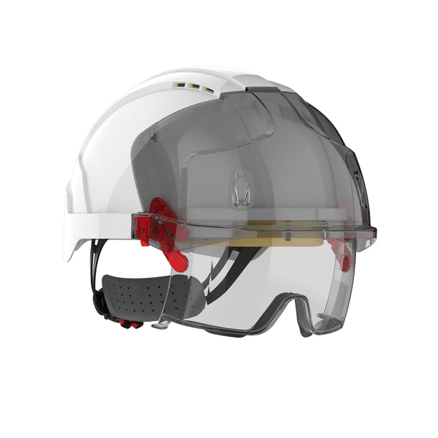 Evo Vista Lens Vented White/Smoke Helmet - Wheel Ratchet - Clear Lens — Head Protection | GRS Safety Perth