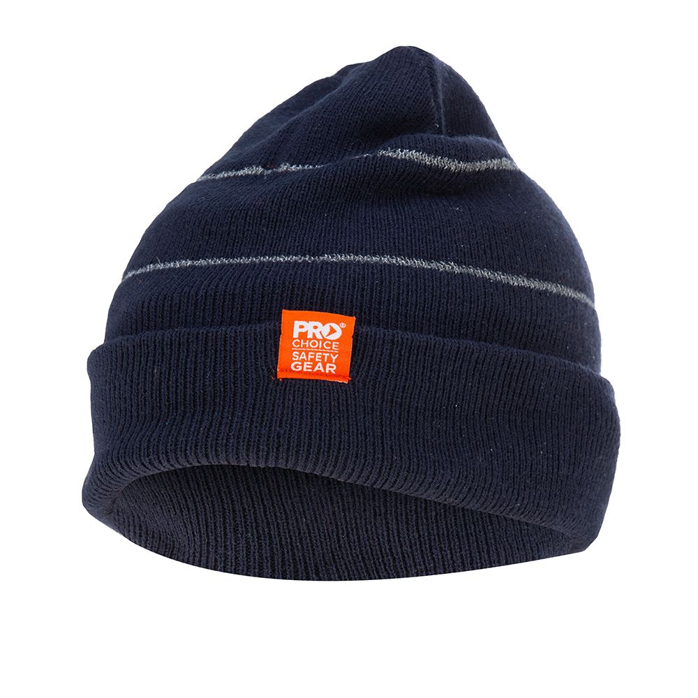 Beanie with Retro Reflective Stripes — Head Protection | GRS Safety Perth