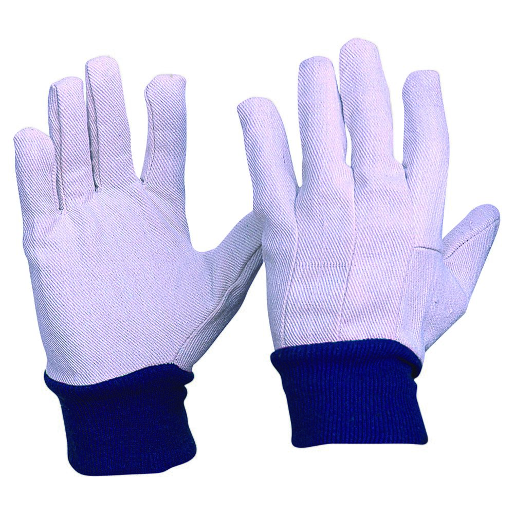 Cotton Drill Blue Knit Wrist Gloves Mens Size — Hand Protection | GRS Safety Perth