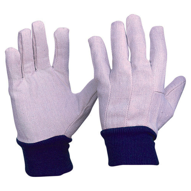 Cotton Drill Blue Knit Wrist Gloves Mens Size — Hand Protection | GRS Safety Perth
