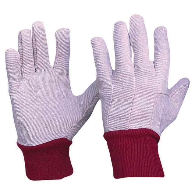 Cotton Drill Red Knit Wrist Gloves Ladies Size — Hand Protection | GRS Safety Perth