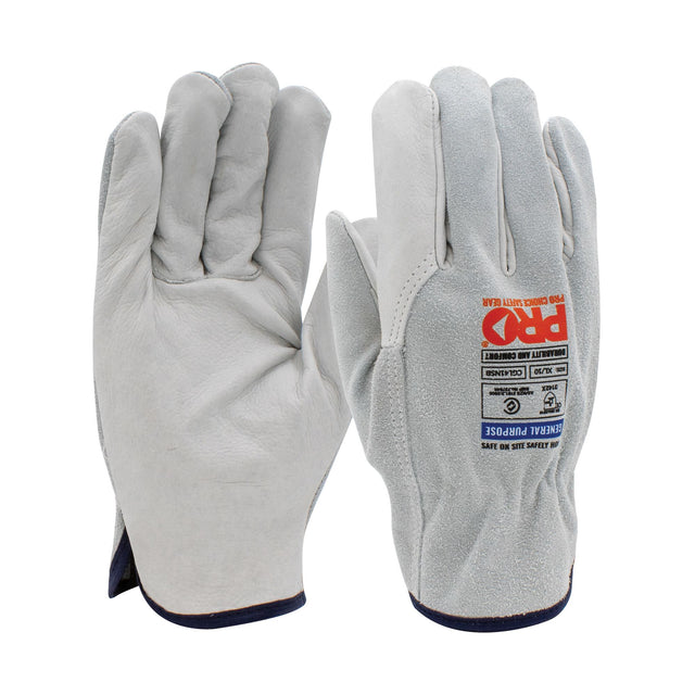 Riggamate Natural Cowgrain Palm / Split Back Gloves | GRS Safety Perth