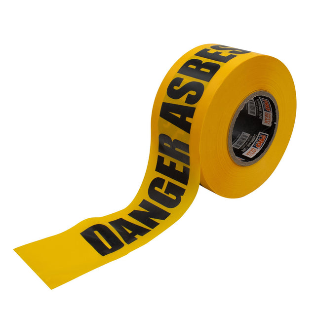 Barricade Tape - 300M X 75mm Danger Asbestos Dust Hazard Print — Site Safety | GRS Safety Perth