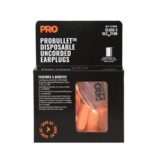 Probullet Disposable Uncorded Earplugs 10 Pack — Hearing | GRS Safety Perth