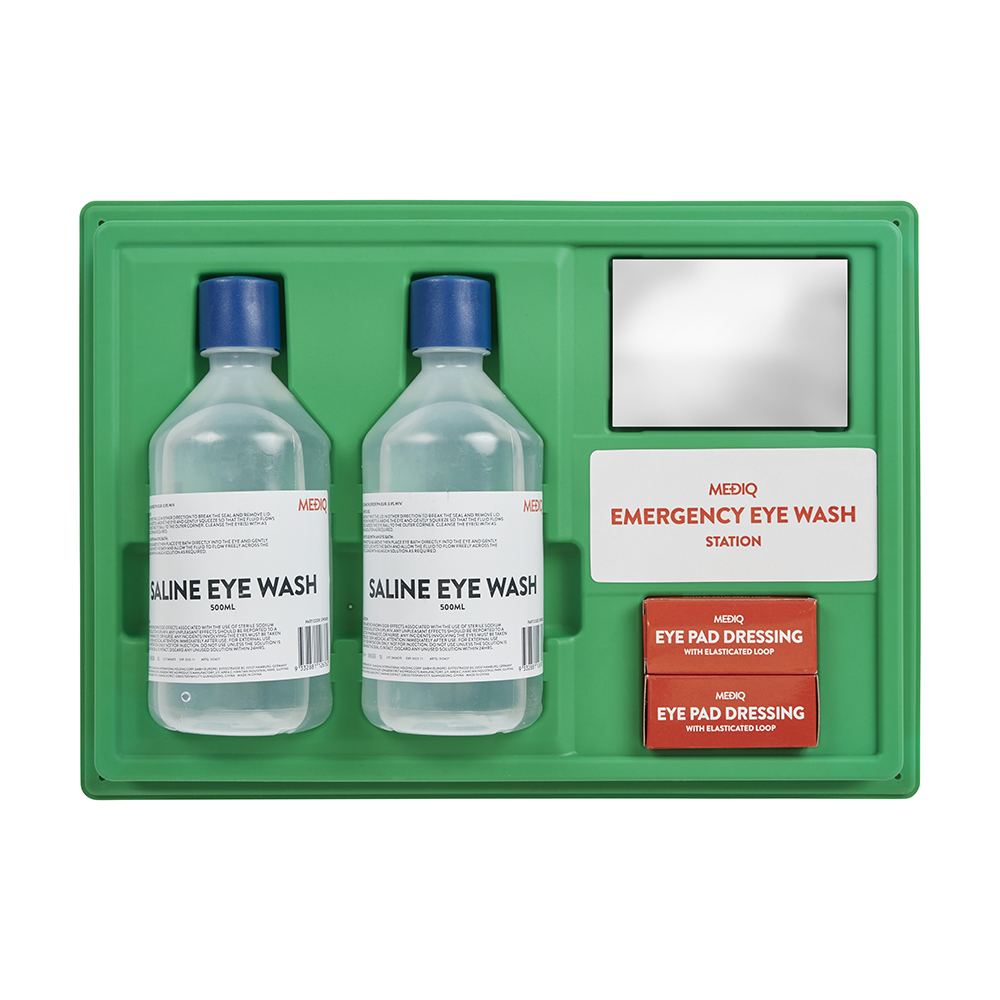 Eyewash Station Open With Mirror — Site Safety | GRS Safety Perth