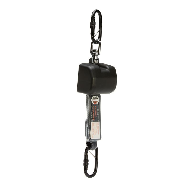 Self Retracting 2.5m Webbing Lanyard with 2 x Screw Gate Karabiners — Height Safety | GRS Safety Perth