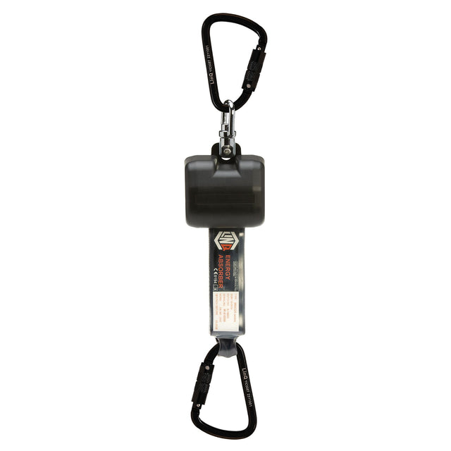 Self Retracting 2.5M Webbing Lanyard with 2 x Triple Action Karabiners — Height Safety | GRS Safety Perth