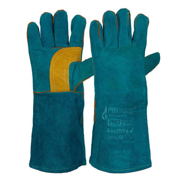 Pyromate South Paw Left Hand Pair -Green & Gold Kevlar Glove Green — Hand Protection | GRS Safety Perth