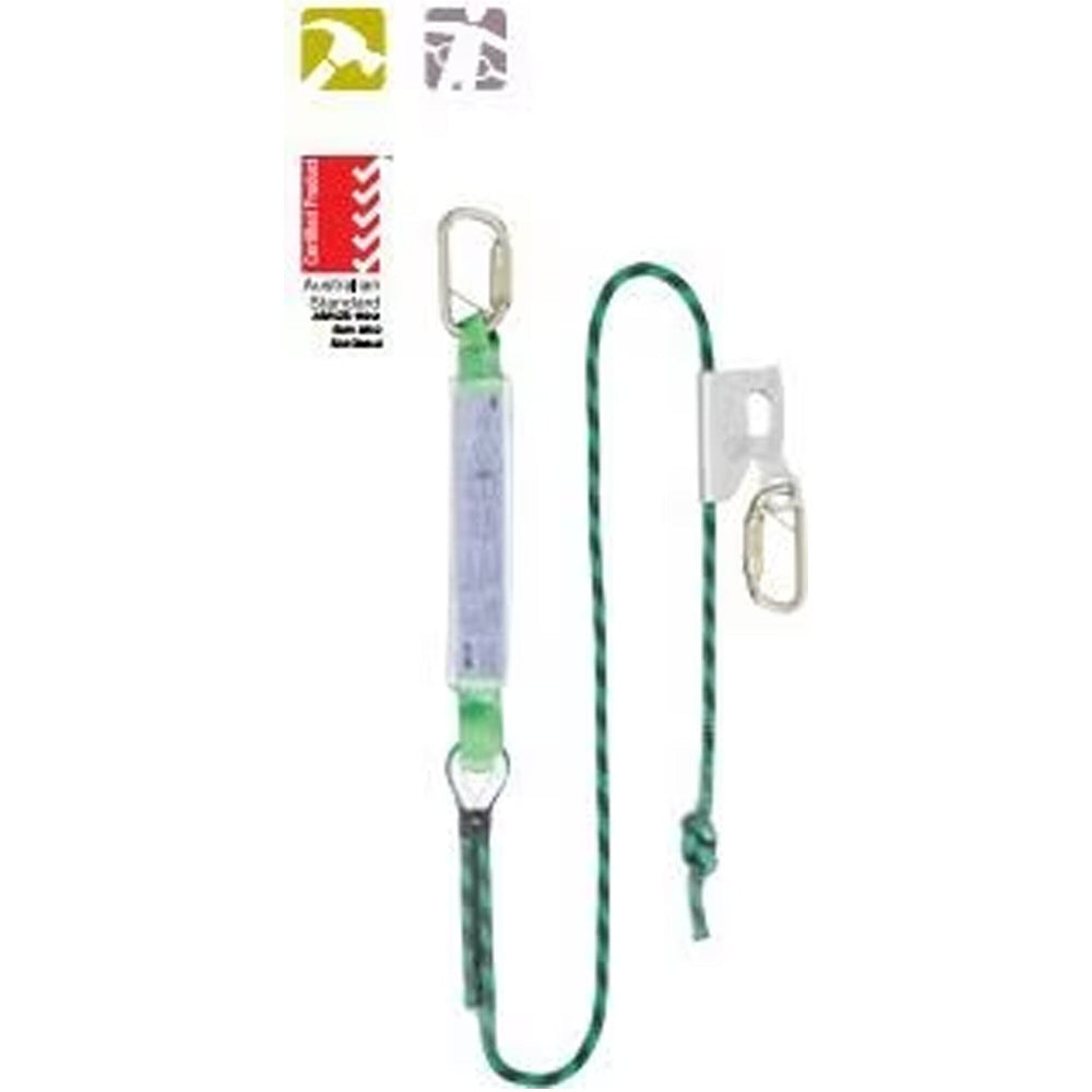 2M Twin Adjustable Rope Lanyard TAK and 56mm Scaff Hook — Height Safety | GRS Safety Perth