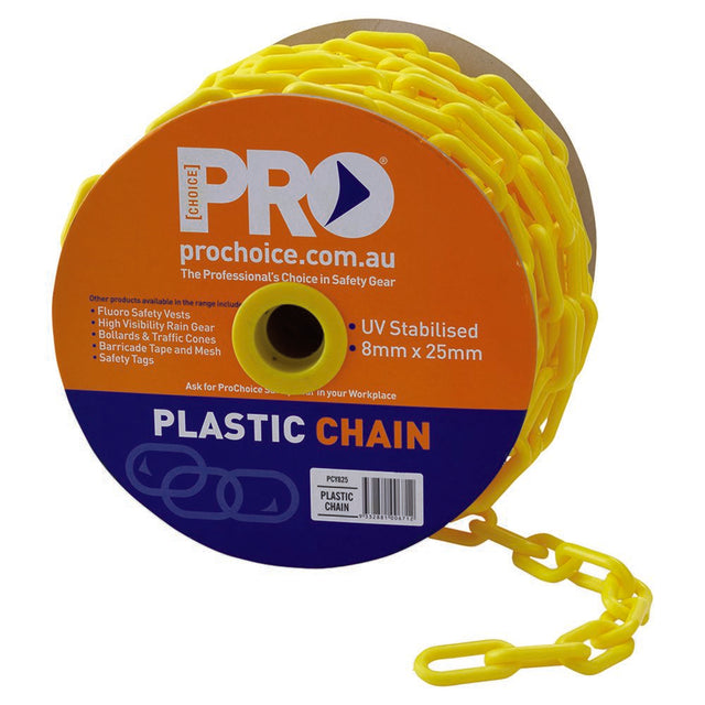 Plastic Safety Chain Yellow 8mm X 25M — Site Safety | GRS Safety Perth